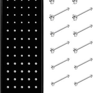 THUNARAZ 60-120pcs Stainless Steel Nose Studs Rings Piercing Pin Body Jewelry